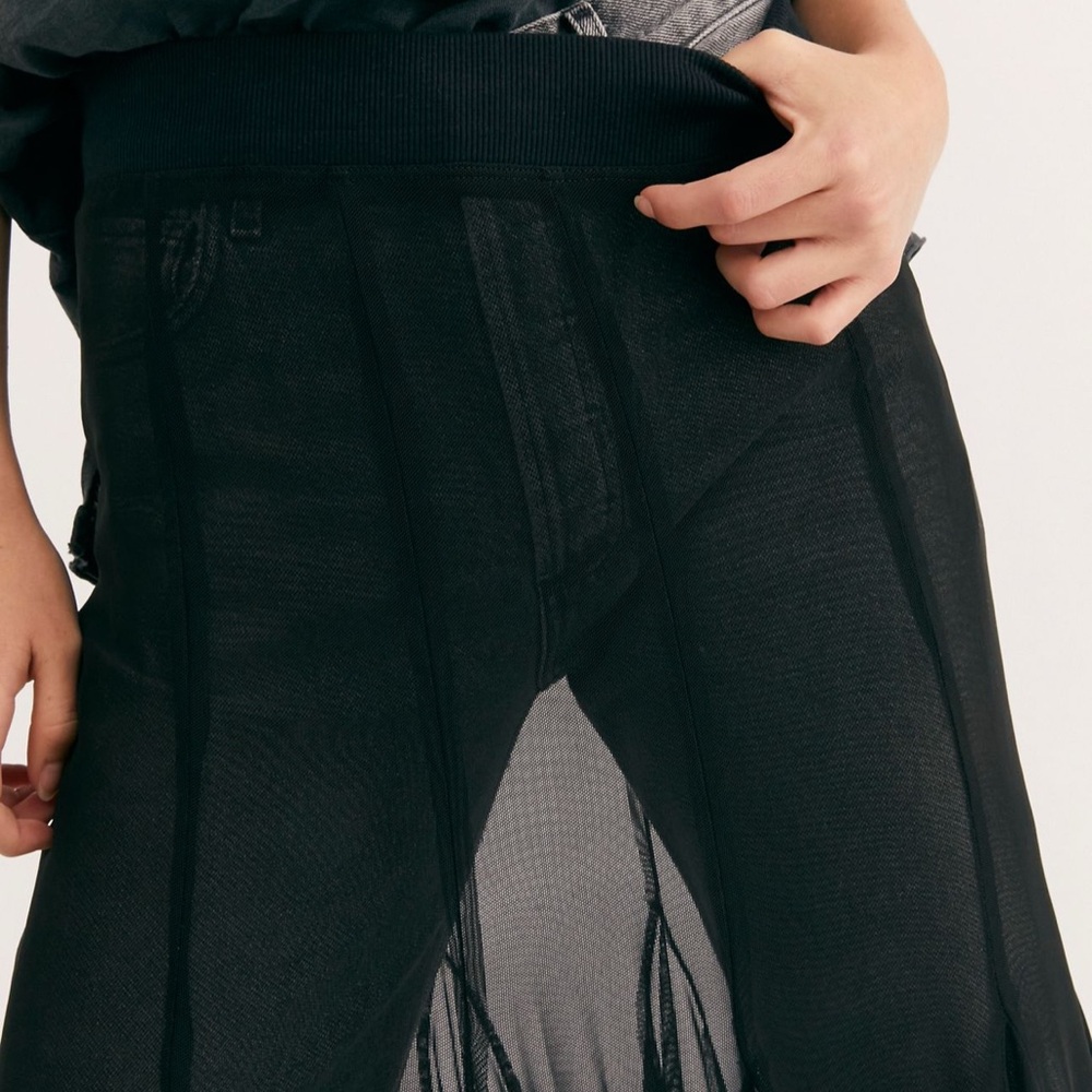 Free People Intimately Godet Girl Half Slip Black Sheer Maxi Skirt M - Picture 3 of 8